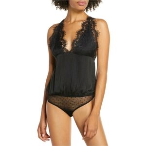 Free People Intimately Black Lace Melrose Open-Back Bodysuit Size Small